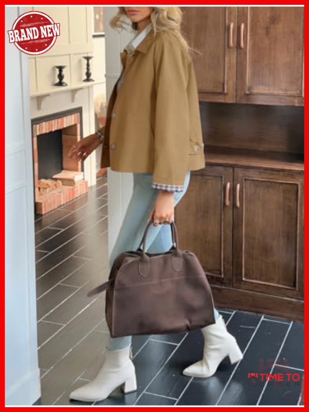Womens Cropped Trench Coat Lightweight Windbreaker Single Breasted Jacket Fall - Picture 5 of 6